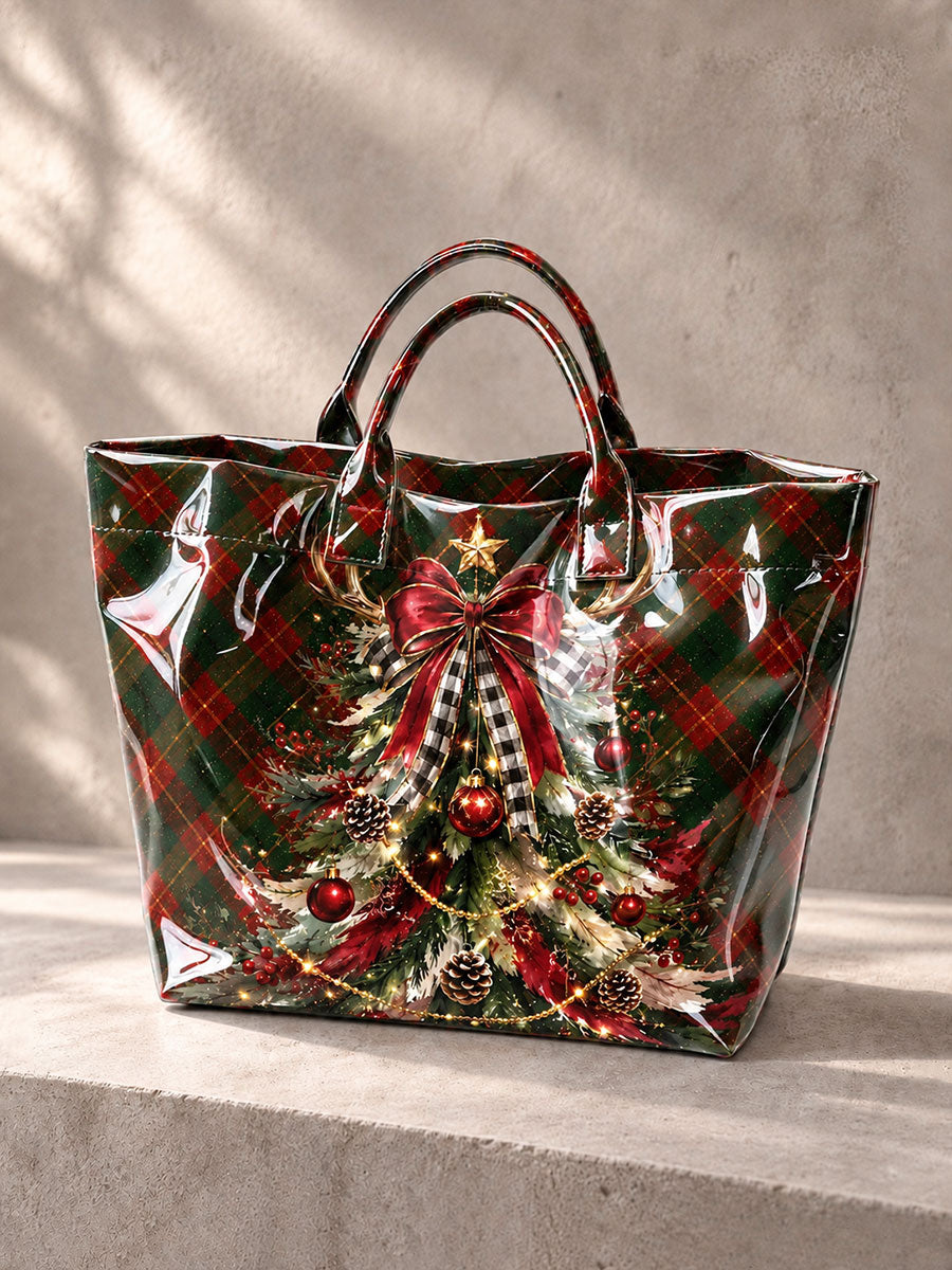 Women's Christmas Tree Plaid Handbag