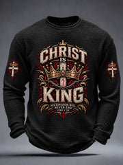 Men's Christian Christ Is King Cross Waffle Long Sleeve T-Shirt