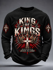 Men's Christian Christ Is King Cross Waffle Long Sleeve T-Shirt