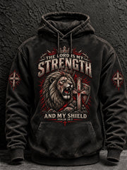 Men's Christian THE LORD IS MY STRENGTH AND MY SHIELD | PSALM 28:7 Hoodie with Pockets