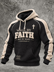 Men's Christian Faith Over Fear  Checkered Cotton Hoodie