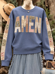 Women's Floral Amen Patchwork Print Casual Sweatshirt