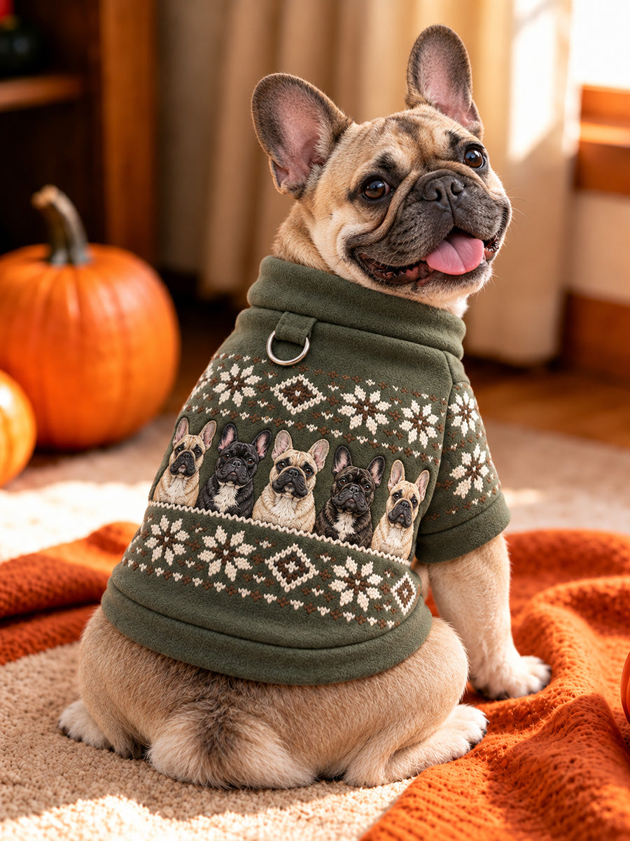 Vintage French Bulldogs Isle Pattern Print Short-Sleeve Shirt (with D-ring)