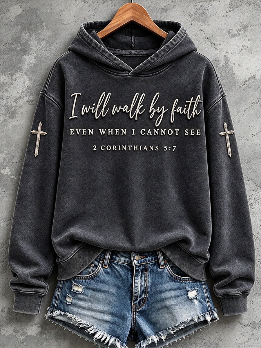 Women's Vintage Goodness Of God Faith Print Cozy Hoodie