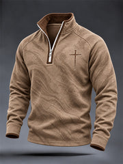 Men's Christian Art Cross Pattern Zip-Up Hoodie