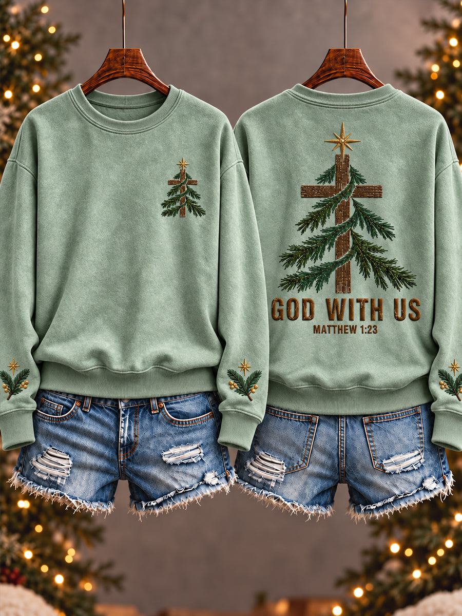 Women's Christmas God with Us  Art  Regular Sweatshirt