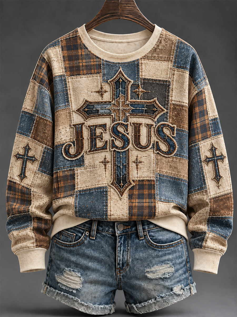 Women's JESUS Print Casual Sweatshirt