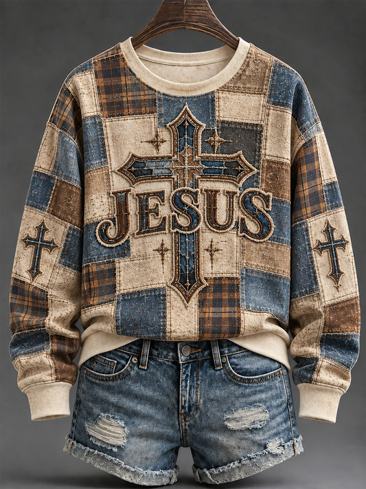 Women's JESUS Print Casual Sweatshirt