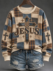 Women's JESUS Print Casual Sweatshirt