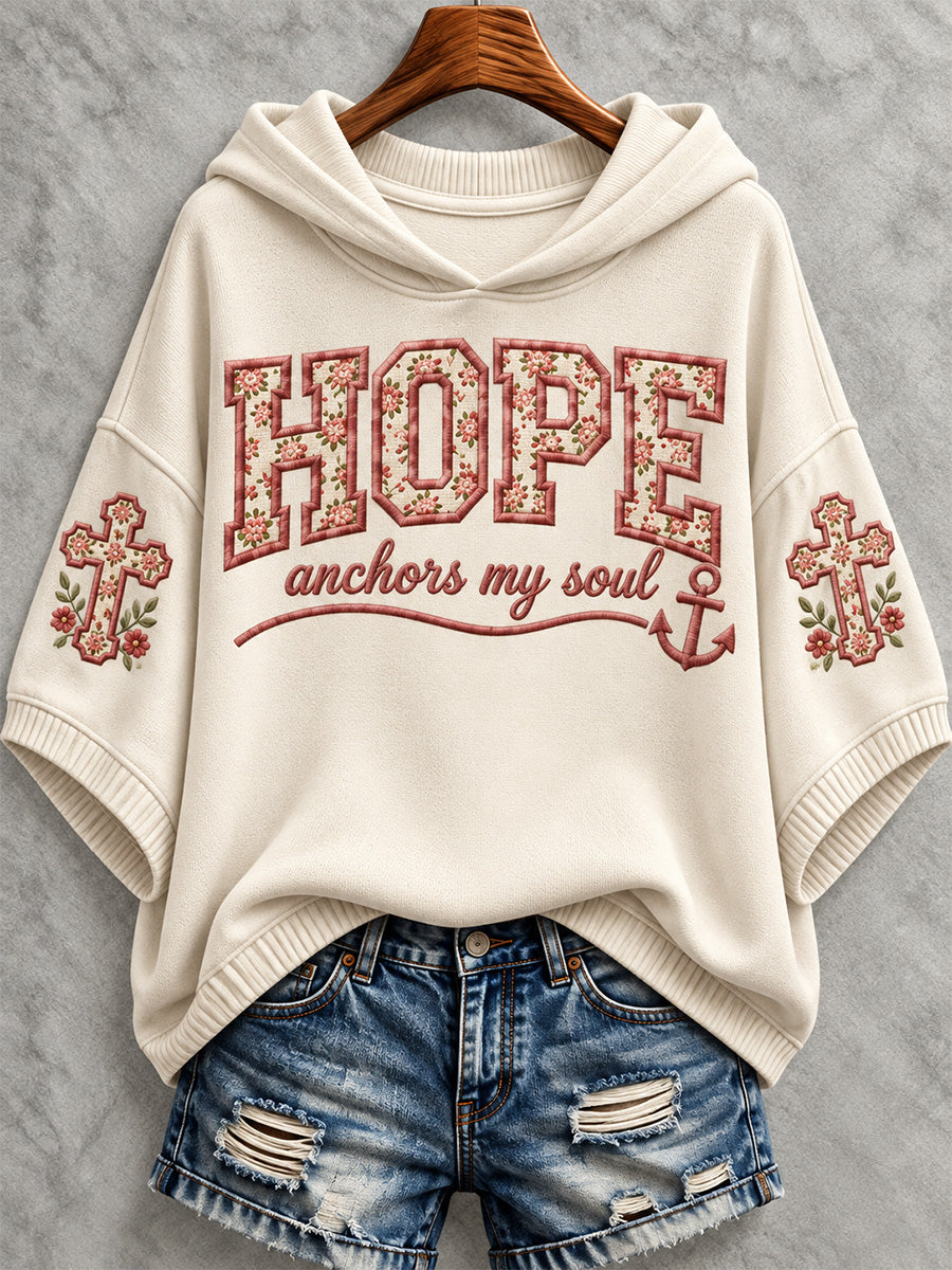 Women's Christian Hope Anchors My Soul Print Hooded Sweater