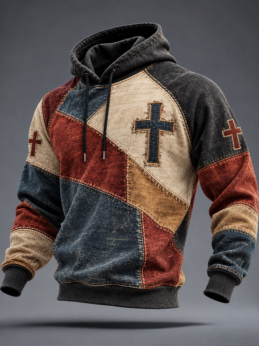 Men's Faith Art Print Casual Raglan Hoodie
