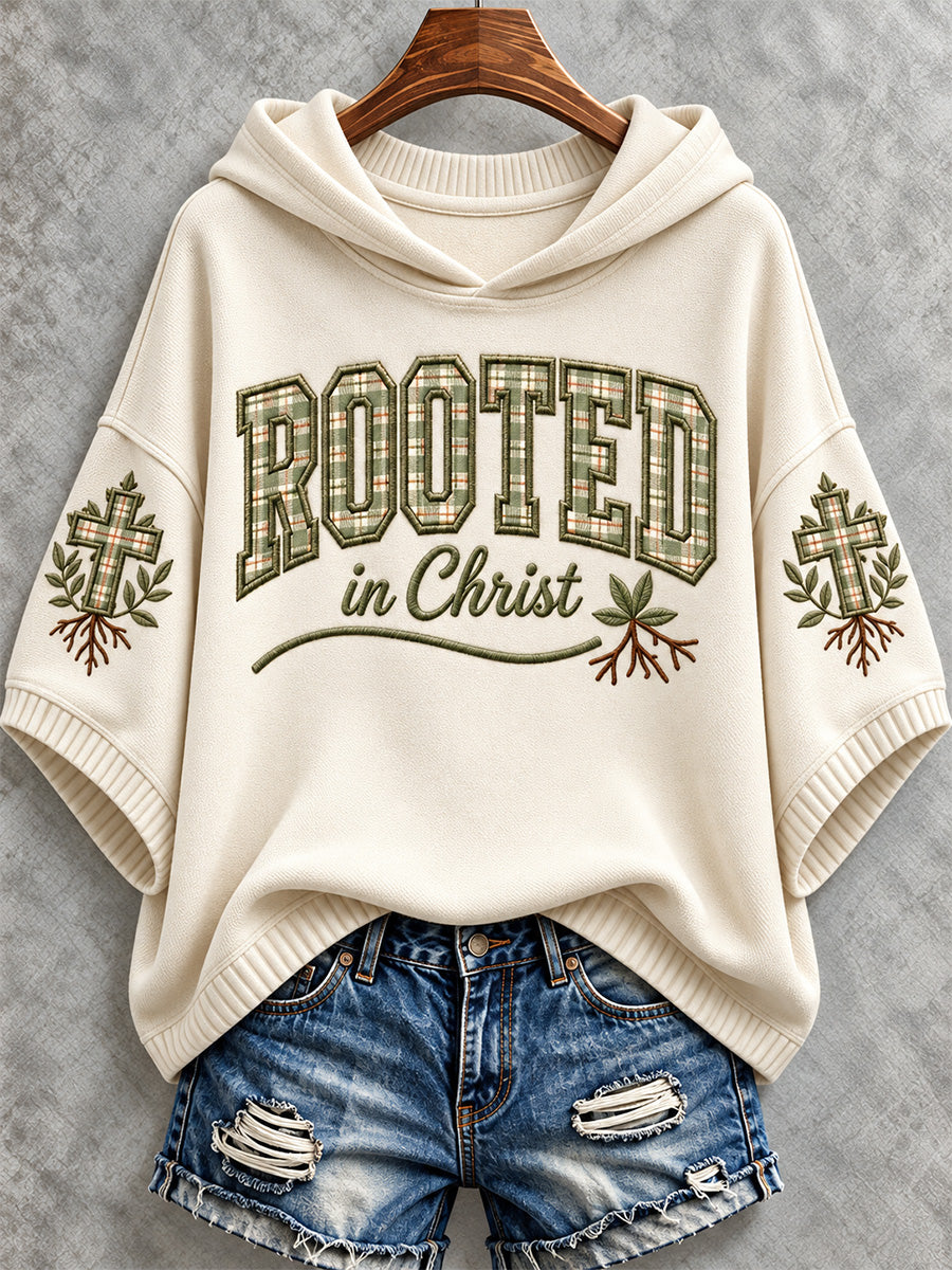 Women's Christian Rooted In Christ Print Hooded Sweater