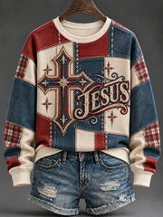 Women's JESUS Print Casual Sweatshirt
