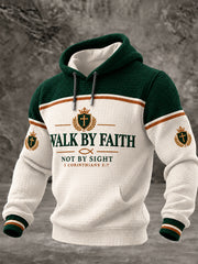 Men's Christian Walk By Faith Cross Checkered Cotton Hoodie