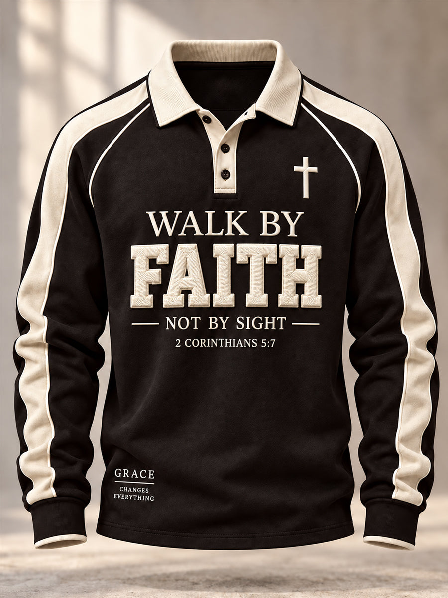 Men's Christian Walk By Faith Cross Long Sleeve Top