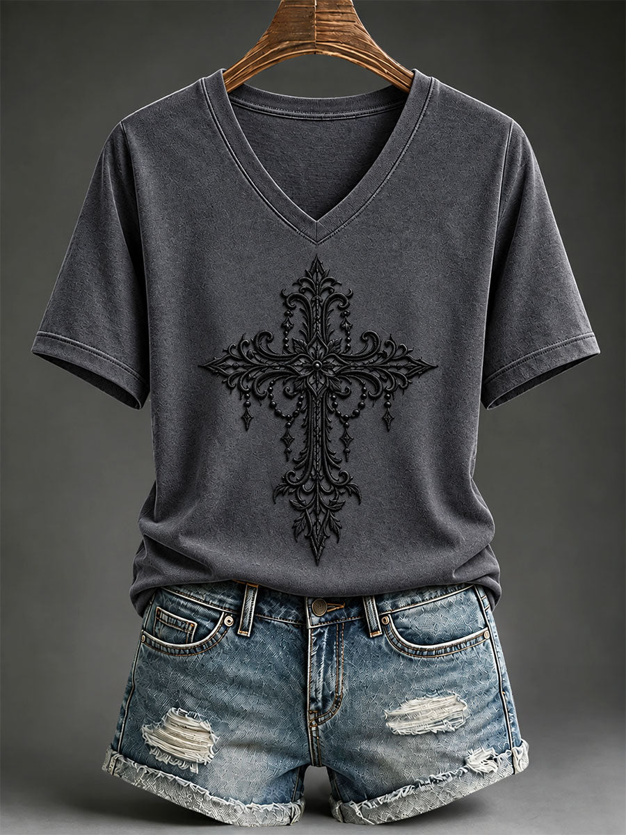Women's Gothic Cross Christian T-Shirt