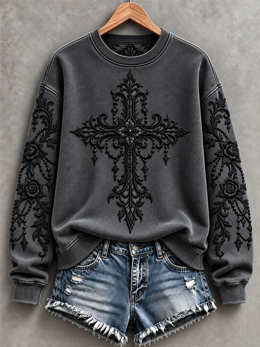 Women's Gothic Cross Christian Sweatshirt