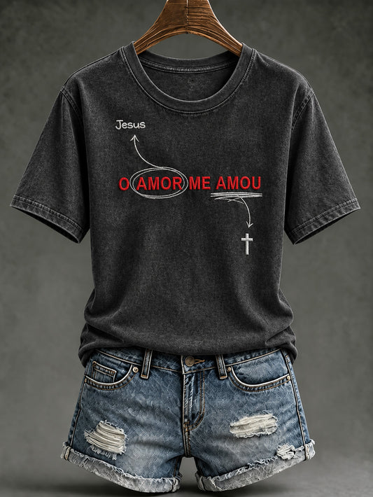 Women's faith-themed pattern short-sleeved T-shirt