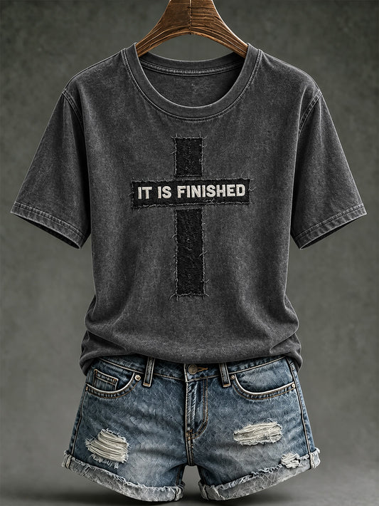Women's IT IS FINISHED Pattern Causal Short-sleeved T-shirt