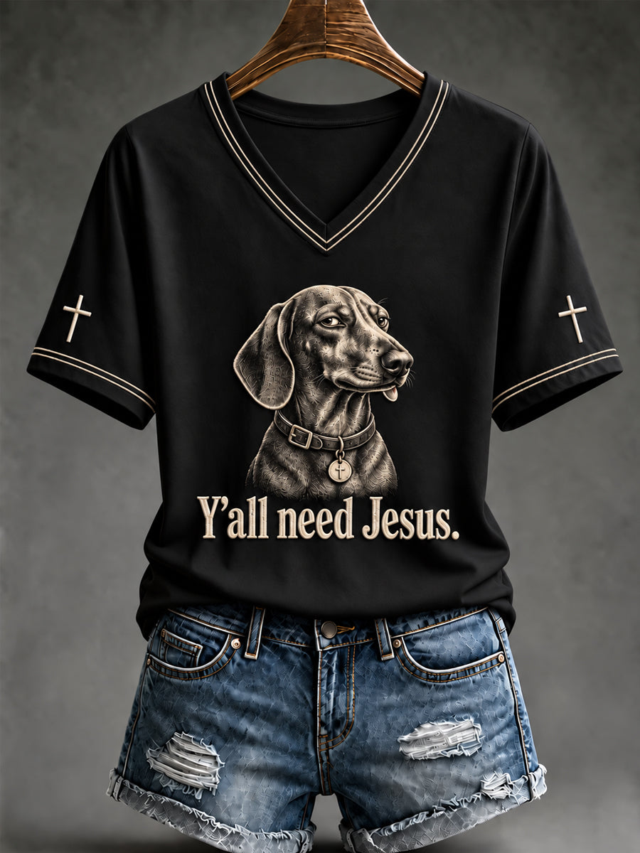 Women's Christian  Y'all Need Jesus Short Sleeve T-shirt