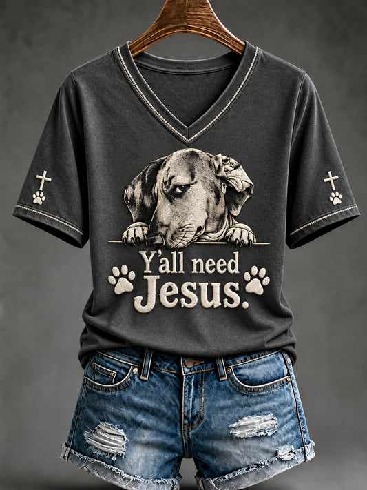 Women's Christian  Y'all Need Jesus Short Sleeve T-shirt