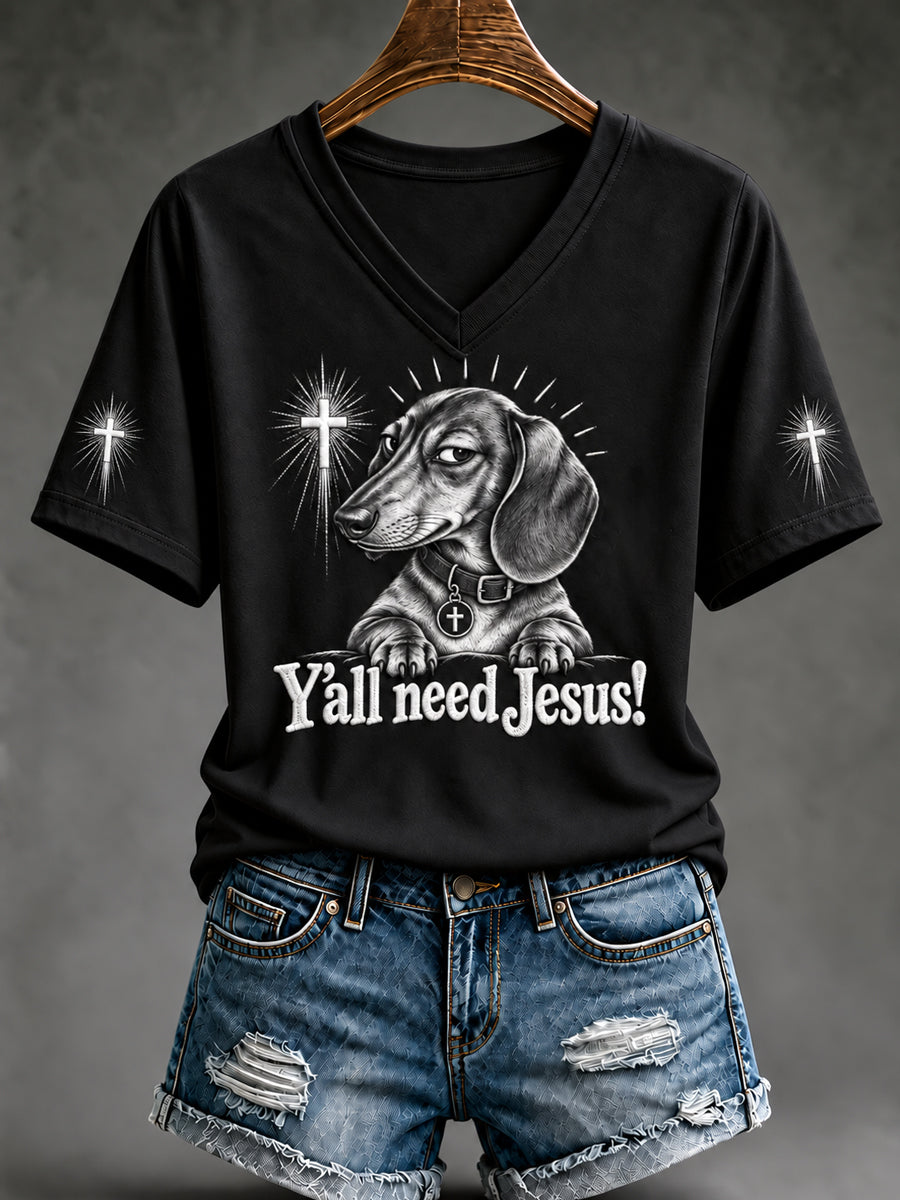 Women's Christian  Y'all Need Jesus Short Sleeve T-shirt