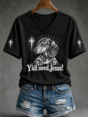 Women's Christian  Y'all Need Jesus Short Sleeve T-shirt