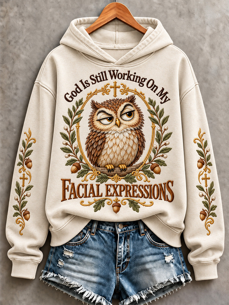 Women's God Is Still Working On My Facial Expressions Print Sweatshirt