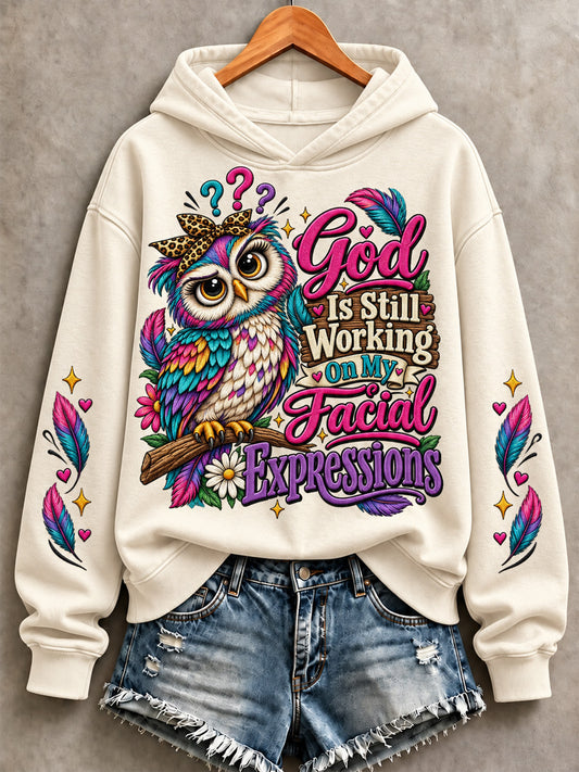 Women's God Is Still Working On My Facial Expressions Print Sweatshirt