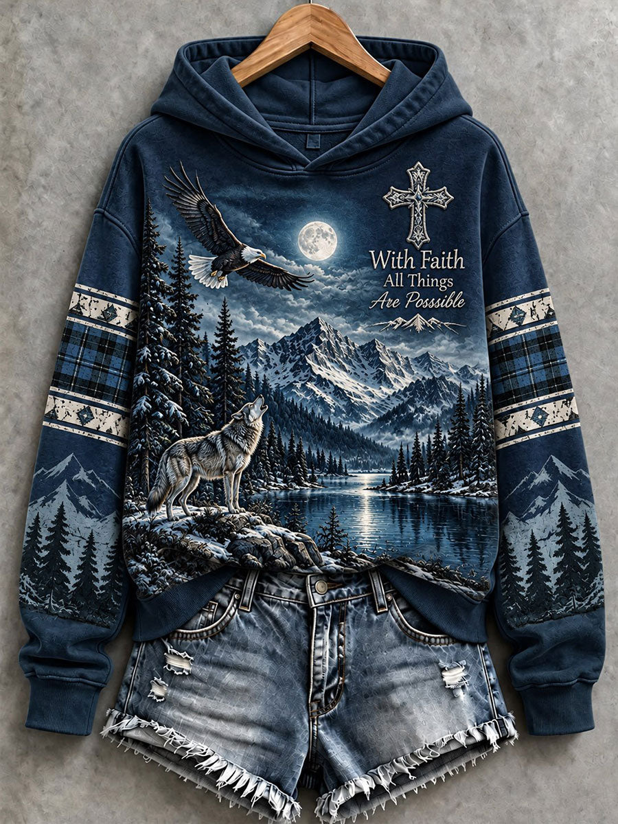 Women’s Faith Print Casual Hoodie