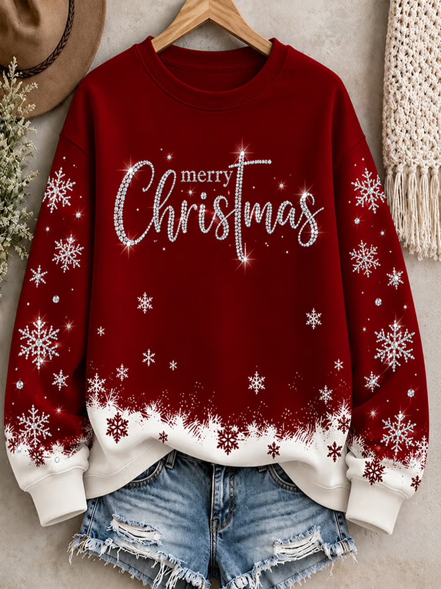 Women's Merry Christmas Cross Art  Sweatshirt
