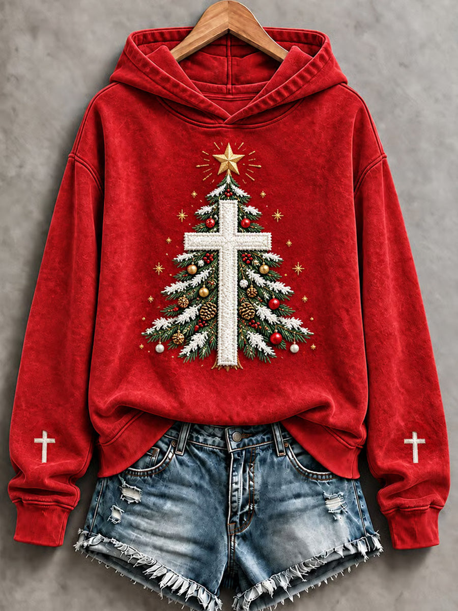 Women's Christmas Cross Print Sweatshirt