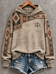 Women's Western Faith Cross Printed Hoodie