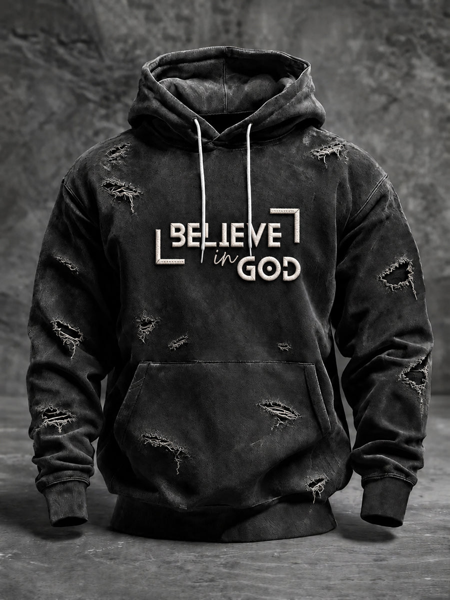 Men's Faith Oversized Drop-Shoulder Hoodie with Pockets