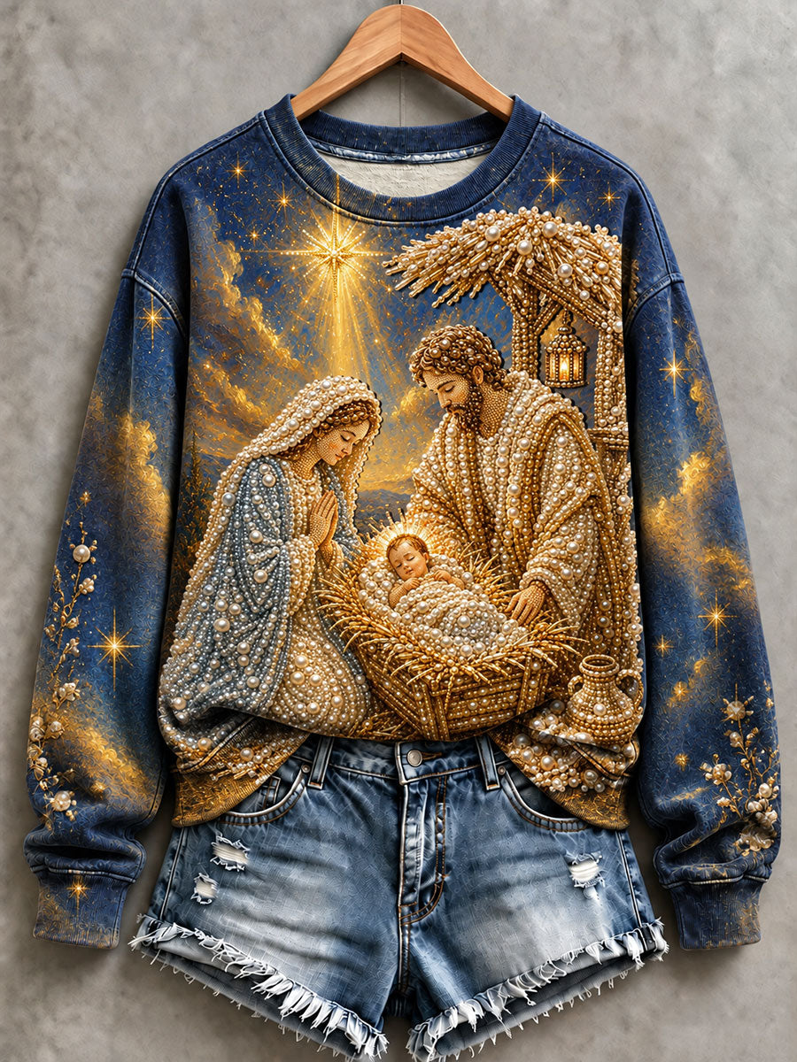 Women's Nativity Print Regular Sweatshirt