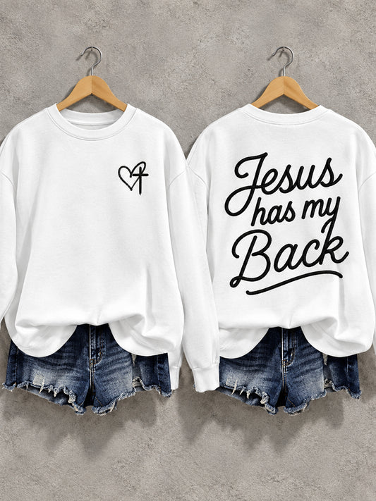 Women's Christian Jesus Has My Back Casual Sweatshirt