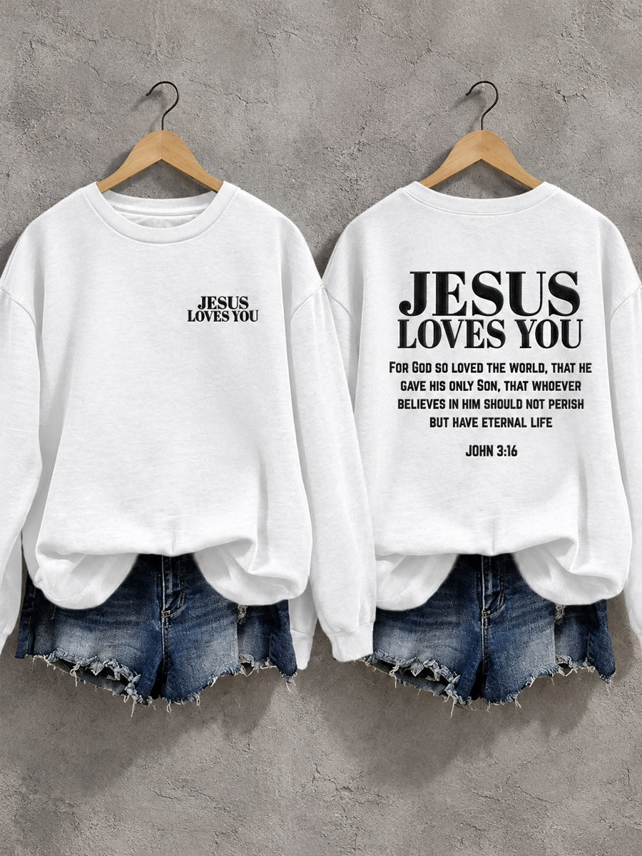 Women's Christian Jesus Loves You Casual Sweatshirt