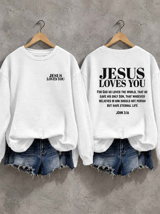 Women's Christian Jesus Loves You Casual Sweatshirt