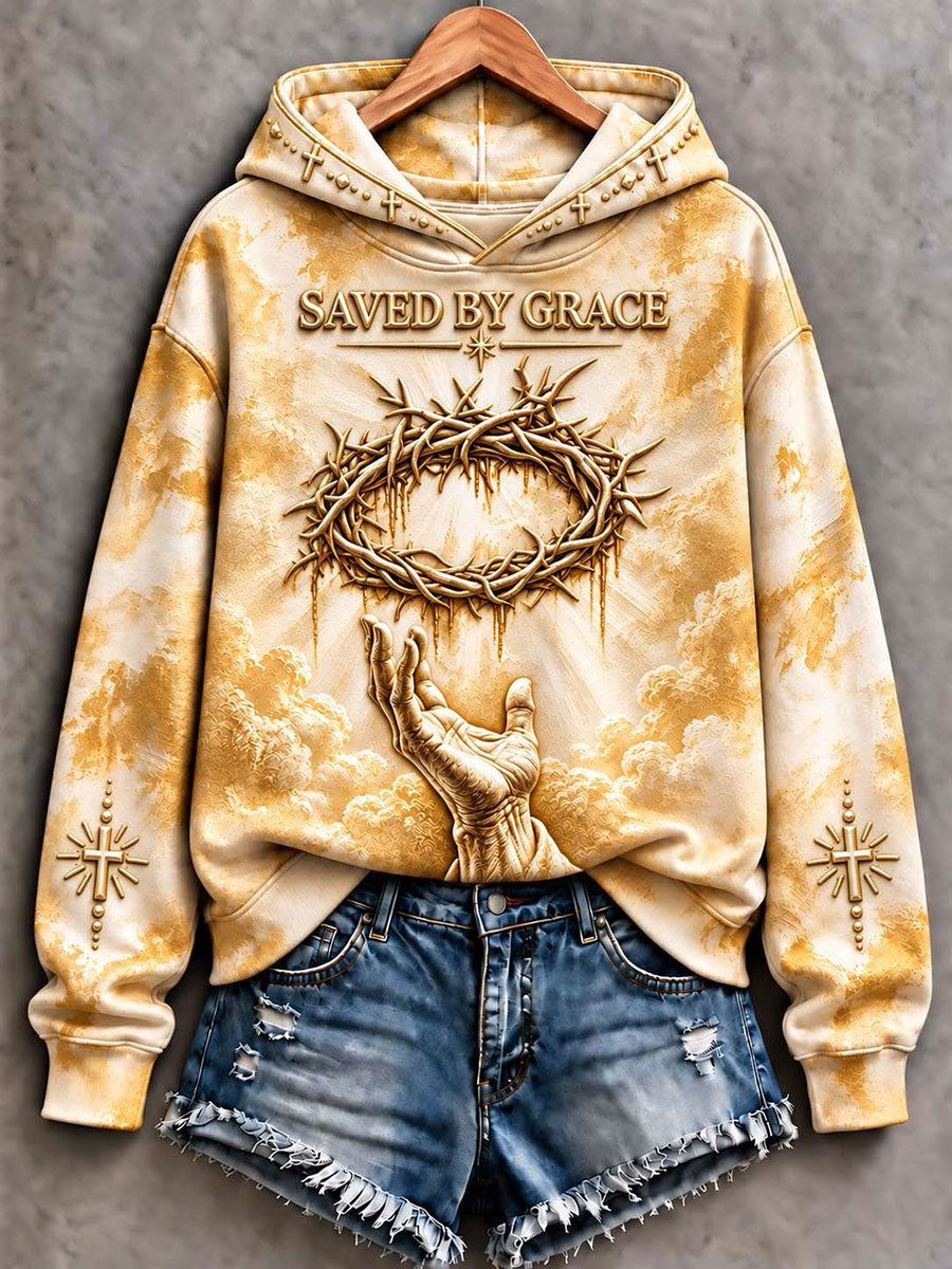 Women's Saved By Grace Print Hoodie