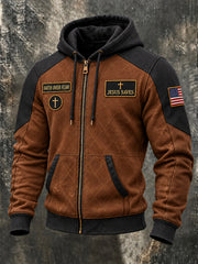 Men's Vintage Christian Cross Zip-Up Hoodie