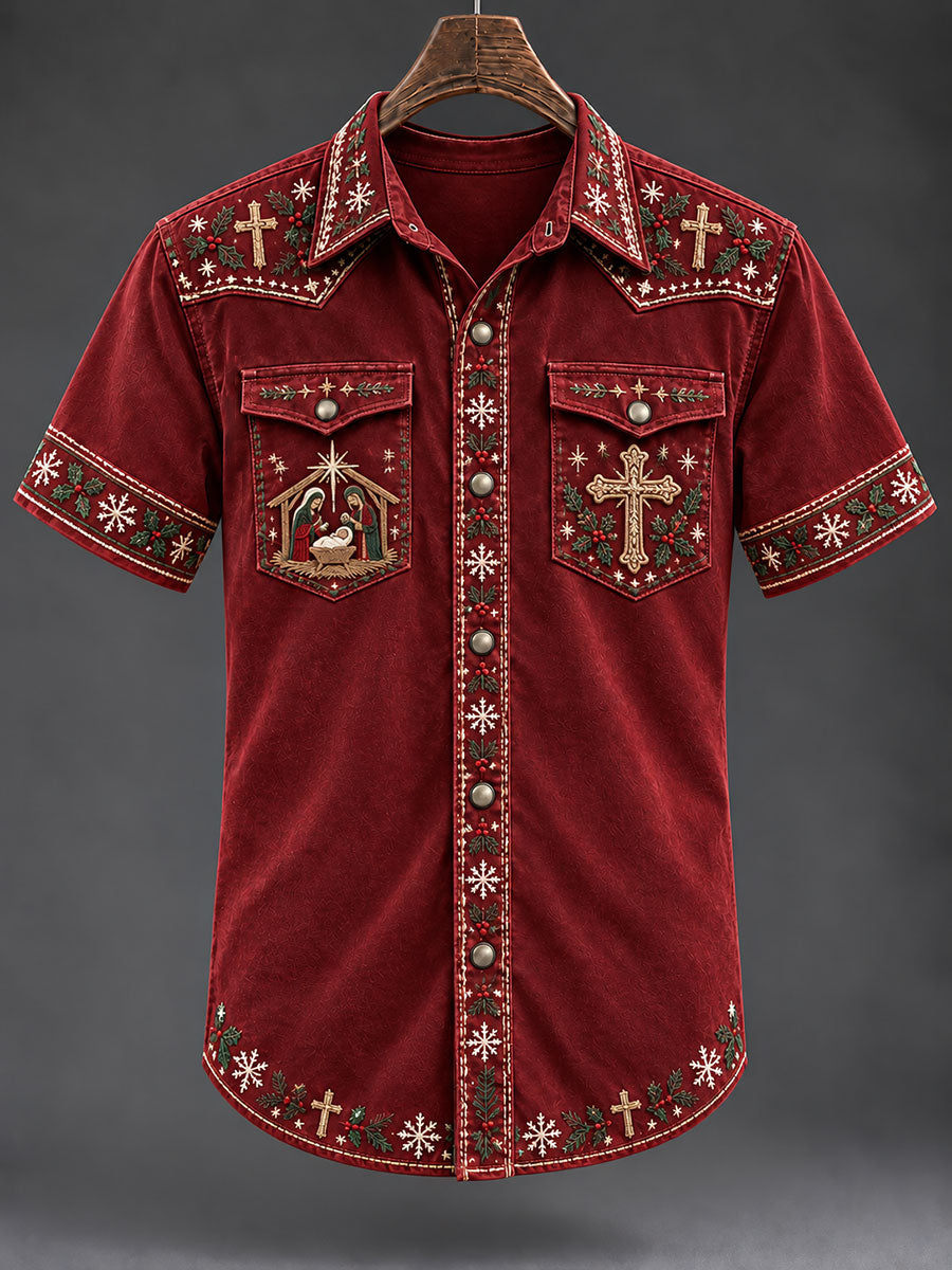 Men's Faith Christmas Jesus Birthday Print Casual Shirt
