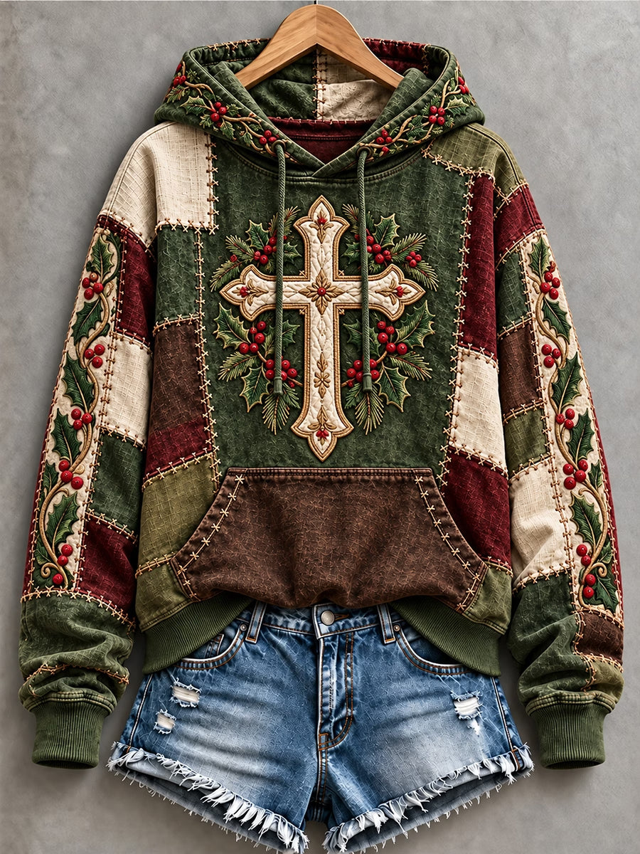 Women's Christian Christmas Art Patchwork Hoodie
