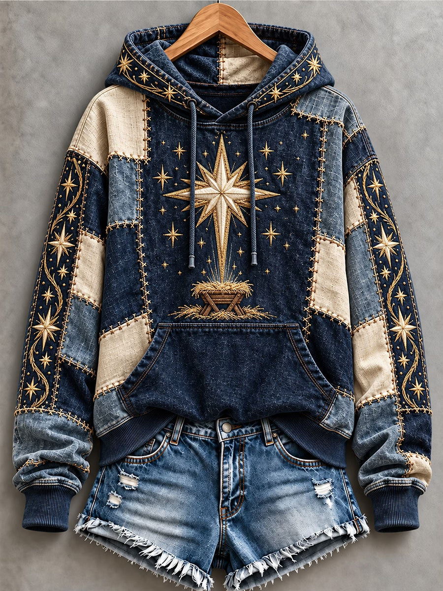 Women's Christian Christmas Art Patchwork Hoodie