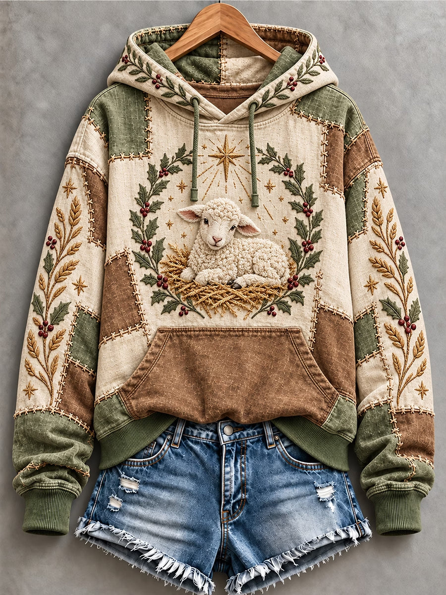 Women's Christian Christmas Art Patchwork Hoodie