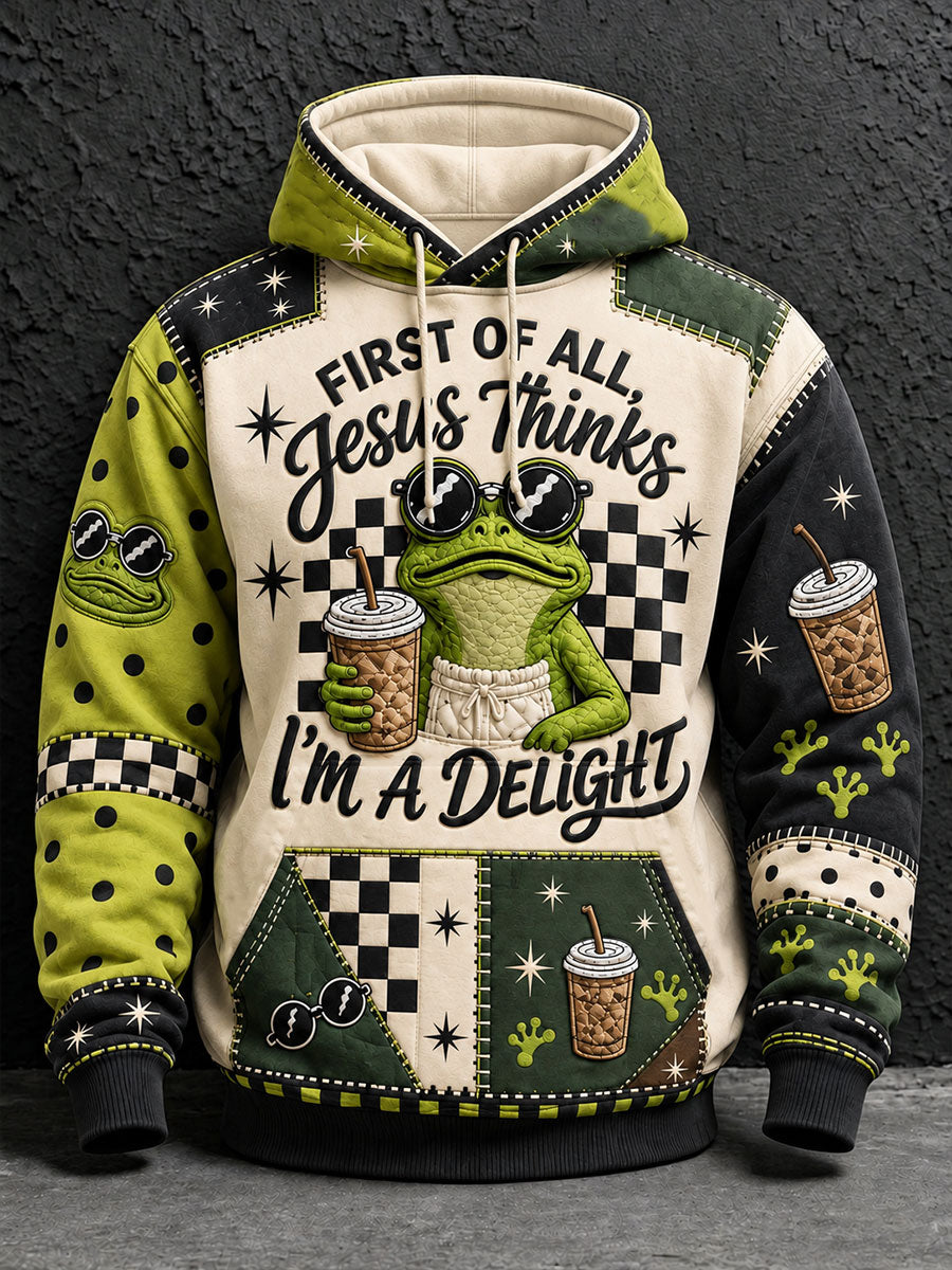 Men's First Of All Jesus Thinks I'm A Delight Print Hoodie