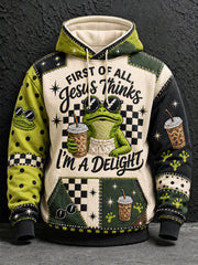 Men's First Of All Jesus Thinks I'm A Delight Print Hoodie