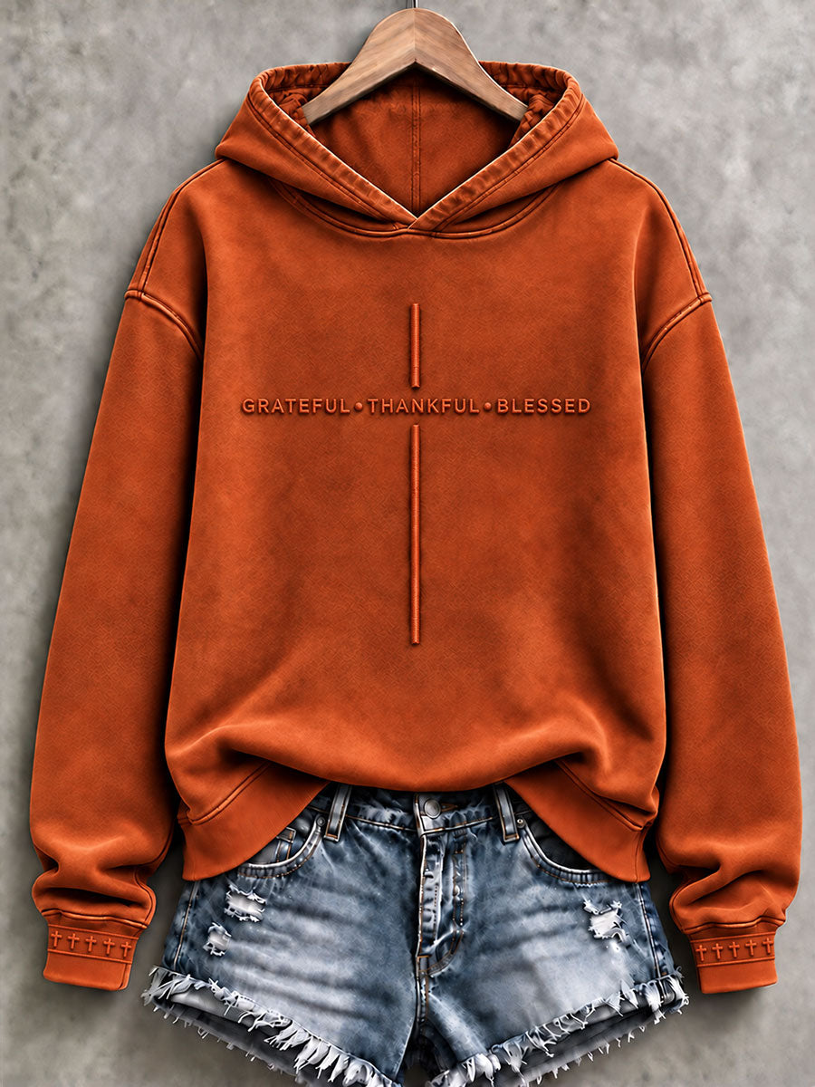 Women's Grateful Thankful Blessed Print Regular Sweatshirt