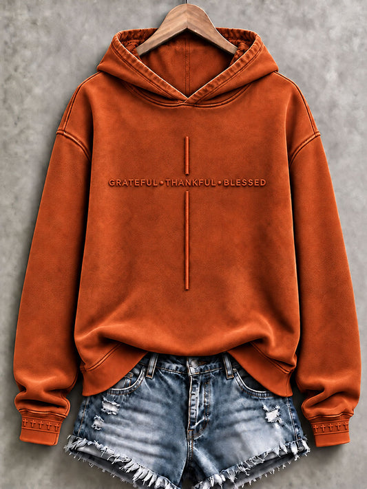 Women's Grateful Thankful Blessed Print Regular Sweatshirt