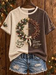 Women's Christmas Faith The Season The Reaon Printed T-shirt
