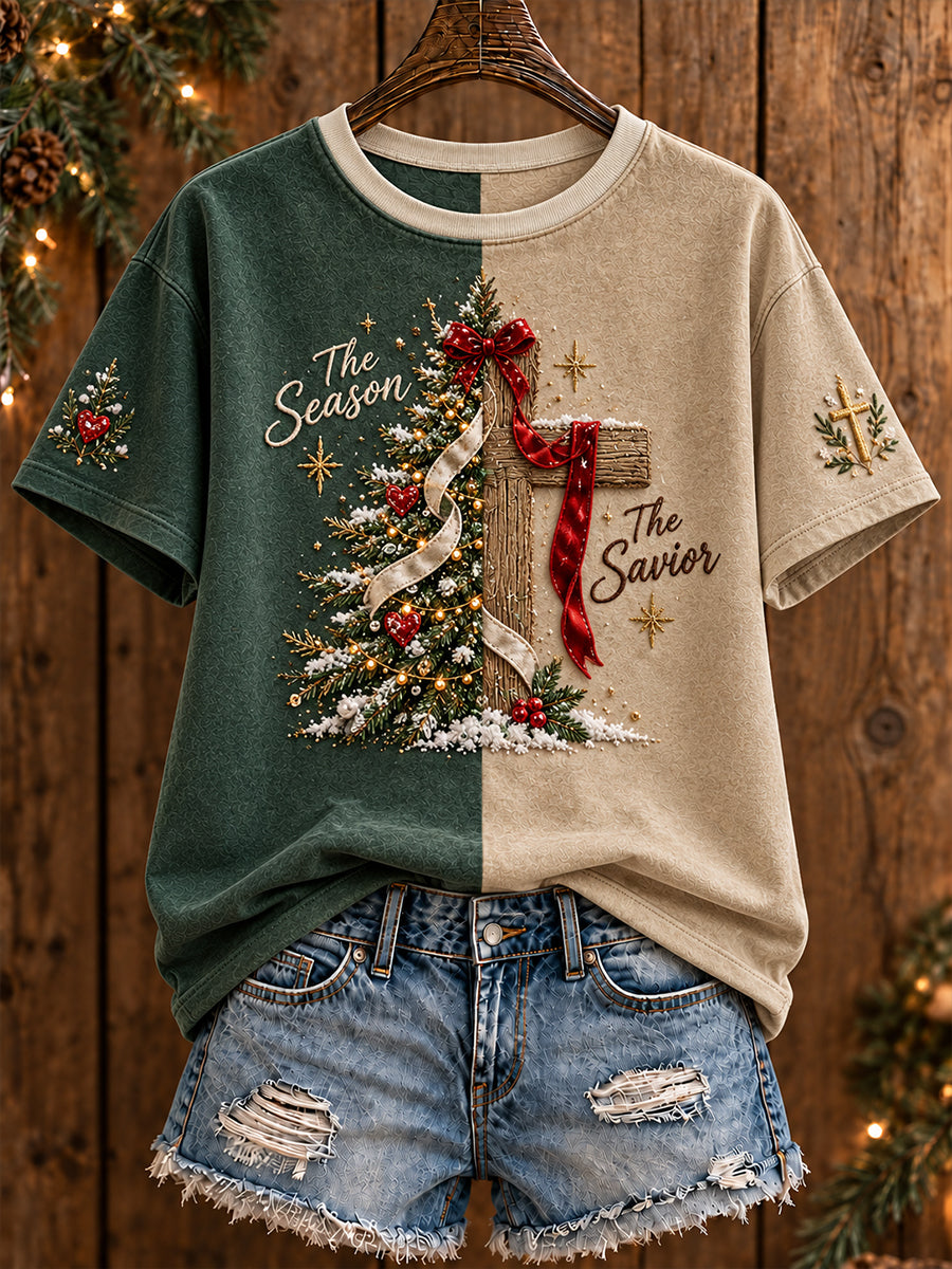 Women's Christmas Faith The Season The Reaon Printed T-shirt